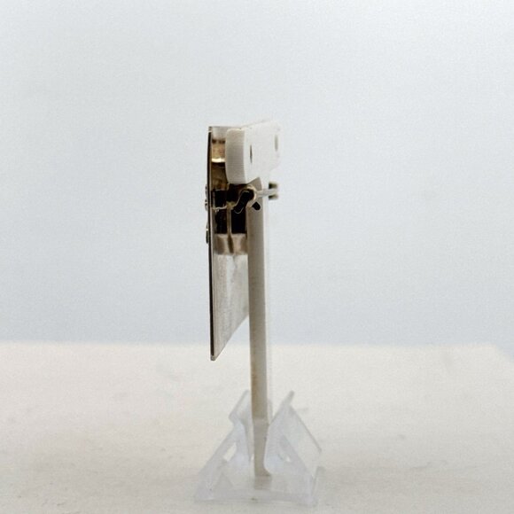 Estate Sterling Silver Moose & Pine Tree Malachite Inlay Rectangular Brooch Pin - Picture 4 of 8